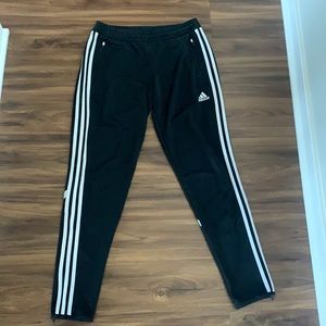 Adidas- black/white zip-up warm up athletic pant